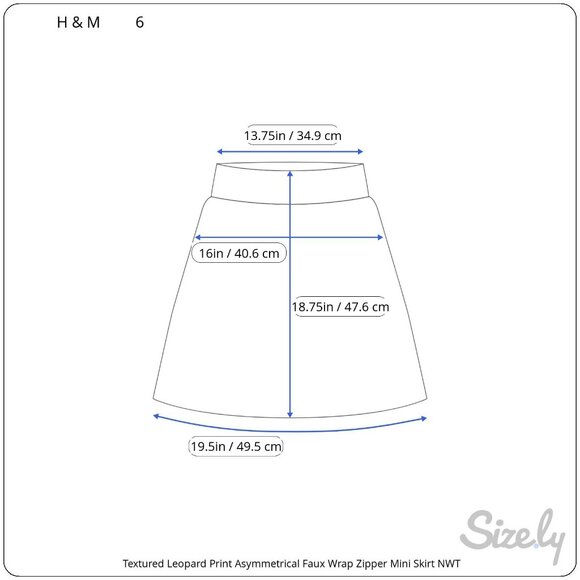 H&M Textured Leopard Print Asymmetrical Faux Wrap Exposed Zipper Skirt 6 NWT - Picture 7 of 7